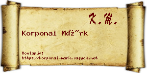Korponai Márk névjegykártya