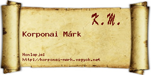 Korponai Márk névjegykártya